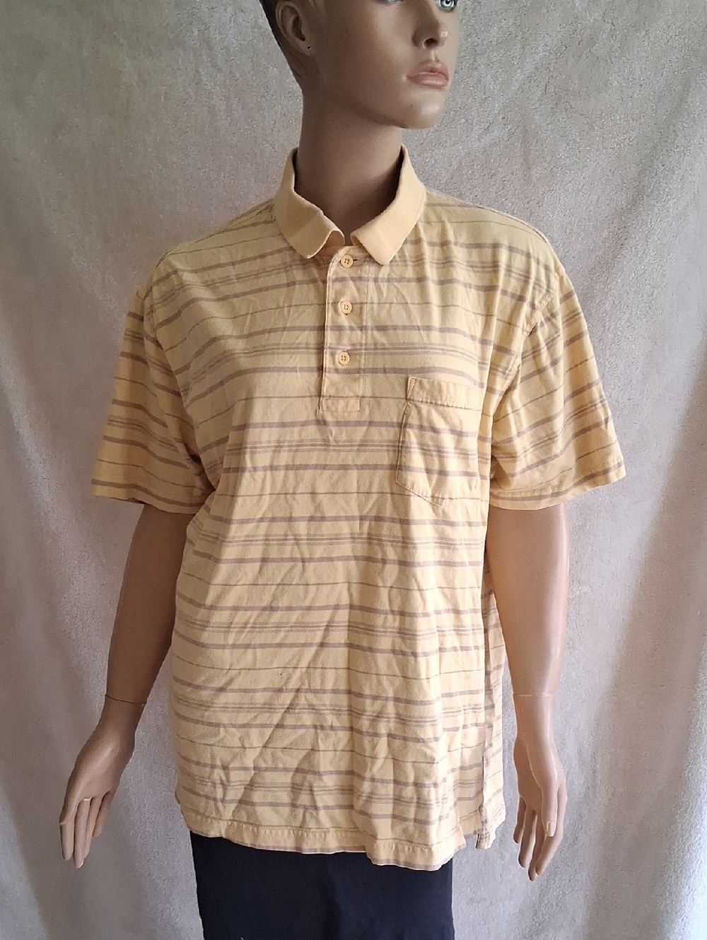 Source Unknown Yellow Striped Polo Shirt